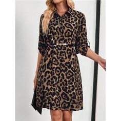 -Item Id 42419916 -Details: Button, Ruffle Hem -Neckline: Collar -Sleeve Type: Roll Up Sleeve -Style: Casual -Type: Shirt -Waist Line: Natural -Hem Shaped: Straight -Color: Multicolor -Pattern Type: Leopard Print, Textured Pattern -Sleeve Length: Long Sleeve -Fit Type: Regular Fit -Length: Knee Length -Material: Woven Fabric -Composition: 100% Polyester -Care Instructions: Machine Wash Or Professional Dry Clean -Sheer: No -Fabric: Non-Stretch -Body: Unlined **Open To Offers!!!** **Bundle To Save Roll Up Sleeves, Classy Chic, Chic Boutique, Boutique Dresses, Ruffle Hem, Sleeve Styles, Leopard Print, Knee Length, Going Out