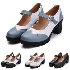 Product Description Court Party Shoes High Heel Ladies Womens Mary Jane Platform Leather Buckle Size Product Details   Description: Gender: Women, Ladies, Female Style: Mary Jane, Dress Shoes, Brogues Shoes, Casual Shoes, Shoes Pattern Type: Solid Color, Patchwork Color: White Blue, Beige,  Black, White Black (Optional) Size: US 4.5, US 5, US 6, US 7, US 8, US 9, US 10, US 11, US 11.5 (Follow the size chart to select please) Upper Material: Leather Insole Material: Rubber Heel Type: Chunky Fastening: Buckle Toe Type: Round Toe Tube height: Low Top Season: Spring, Summer, Fall, Winter Occasion: Casual, Daily, Indoor, Outdoor, Holiday, School, Party Features: 1. Classic Mary Jane Shoes with understated, round-toe and simple design, fashionable and chic. 2. The Mary Jane's upper is made of le Mary Jane Dress, Brogues Shoes, Height Increase, Womens Mary Janes, Female Style, Platform Mary Janes, Shoe Pattern, Brogue Shoes, Jane Dress