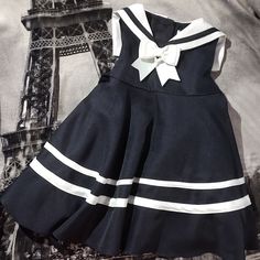 * Rare Editions Navy And White Dress Sailor Dress *24 Months White Cotton School Dress, White Cotton Dresses For School, White Summer Dress For School, Black Sleeveless School Dress, White Sailor Dresses For Spring, White Sailor Style Dress For Spring, White Sailor Cotton Dress, Sailor Style White Cotton Dress, White Sailor Style Spring Dress