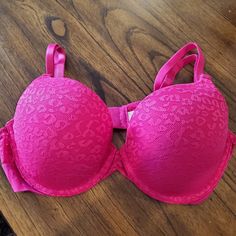 Pink Brand New Push Up Bra. Hot Pink With Pink Lace Covering The Cups. Size 36c Hot Pink Bra, Hot Dresses Tight, Pink Lace Bra, Womens Lingerie, Blue Bra, Cute Bras, Dresses Tight, Lace Slip Dress, Lace Slip