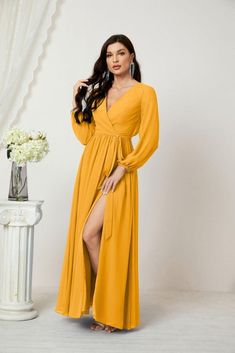 Long Sleeve Chiffon Dress For Wedding, Long Sleeve Chiffon Bridesmaid Evening Dress, Chiffon Long Sleeve Bridesmaid Evening Dress, Long Sleeve Chiffon Evening Dress For Bridesmaids, Long Sleeve Chiffon Gown For Parties, Long Sleeve Bridesmaid Dress For Prom Season, Long Sleeve Bridesmaid Dress For Prom Season Banquet, Elegant Long Sleeve Chiffon Bridesmaid Dress, Elegant Chiffon Long Sleeve Bridesmaid Dress