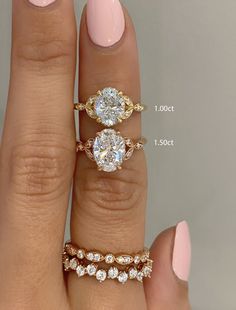 Caption:Top - Rachael, Middle - Racea, Bottom - Haysley Oval Diamond Halo Engagement Ring, Unique Engagement Rings Rose Gold, Rose Gold Halo Engagement Ring, Rings Etsy, Dainty Rings, Future Engagement Rings, Oval Diamond Ring, Oval Diamond Engagement, Half Eternity Wedding Band