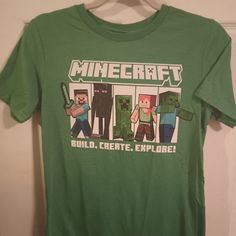 Nwt Minecraft Tee. Green Cotton T-shirt With Character Print, Green Short Sleeve Shirt With Character Print, Green Cotton Shirt With Character Print, Minecraft Tshirt, Tiger T Shirt, Adidas Shirt, Under Armour Shirts, Pink Tshirt, Grey Shorts