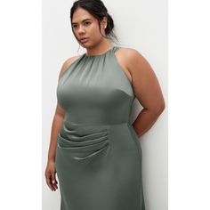 Let your curves with the Celina Maxi Dress. Showcasing your curves effortlessly with side pleating detail and a halter neck design, this dress knows how to make a statement. Complete with a front split detail, strut with confidence on any occasion. Bold and fiercely fashionable, no one does plus size fashion like City Chic. Loved around the globe for its diverse range of fashion-forward styles for any occasion. From show-stopping evening gowns to workwear and casualwear, City Chic will take your Grey Dresses Plus Size, Long Dresses For Thick Body Types, Dress For A Pear Shape Body, Silver Metallic Heels, Mesh Maxi Dress, Spaghetti Strap Maxi Dress, Metallic Heels, Maxi Dress Navy, Long Sleeve Maxi