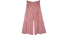 Dusky Pink Wide Leg Button Pallazo Pants with Shirred Waist in Clothing - A relaxed pair of long and wide legged dusky pink palazzo pants for the changing weather. Features: Split-Skirts-Pants, Stonewash, Vacation, Bohemian. Wide Leg Palazzo Pants, Split Skirt, Dusky Pink, Pink Outfits, Palazzo Pants, Long Pants, Skirt Pants, Wide Leg, Split