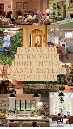 a collage of photos with the words 6 ways to turn your home into a fancy movie set