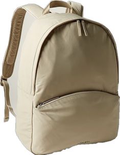 Everyday Nylon Softback Backpack, Solid Color Nylon Backpack For Daily Use, Casual Nylon Standard Backpack, Everyday Solid Nylon Backpack, Casual Nylon Standard Backpack Travel Accessories, Everyday Nylon Backpack In Solid Color, Solid Nylon Backpack For Everyday Use, Casual Nylon Travel Accessories With Zipper Closure, Functional Beige Nylon Backpack