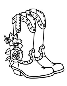 a cowboy boot with flowers on it