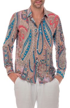 RANEES Paisley Linen Blend Button-Up Shirt | Nordstromrack Jersey Boys, Casual Button Down Shirts, Warm Weather, Linen Blend, Nordstrom Rack, Button Up Shirts, Paisley, Long Sleeve Shirts, Button Up