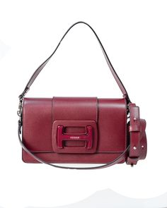 100% Leather. Made in Italy. | Hogan Women's Shoulder Bag H-bag in Vinaccia | FW23/24 Italian Luxury Brands, Fabric Pouch, Purple Bags, Italian Luxury, Playful Design, Luxury Retail, Luxury Boutique, Shoulder Bag Women, Smooth Leather