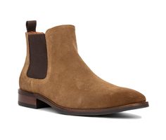 Simply stunning, the Roberto chelsea boot design compliments any outfit, including a casual demin look. This modern style provides easy-on and easy-off acess due to its elastic gores on each side. Leather upper, Slip on with elastic twin gore for easy entry, Approx. 1\ sole, Round / closed toe, Flat Sole, Rubber outsole | Men's Vintage Foundry Co Roberto Chelsea Boot in Tan Size 9 Casual Chelsea Boots With Heel Pull Tab For Fall, Casual Chelsea Boots With Suede Lining For Fall, Fall Slip-on Suede Chelsea Boots, Fall Suede Slip-on Chelsea Boots, Casual Chelsea Boots With Suede Lining For Winter, Winter Casual Chelsea Boots With Suede Lining, Casual Brown Chelsea Boots With Heel Pull Tab, Casual Chelsea Ankle Boots With Heel Pull Tab, Suede Chelsea Ankle Boots For Spring