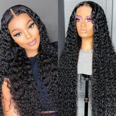 PRICES MAY VARY. Lace Front Wigs Human Hair Material: 100% Unprocessed 10a brazilian virgin human hair water wave lace frontal wigs, full and thick, natural look, health and comfort, soft and bouncy, can be dyed, bleached, straightened and restyled. HD Lace Front Wigs Human Hair Size: 13x4 HD transparent Lace, blends perfectly into your skin, soft and breathable, 180% density deep curly lace front wigs human hair looks more natural and full. Water Wave Lace Front Wigs Human Hair Texture: 180% de Wavy Lace Front Wigs, Curly Lace Frontal, Hair Water, Ponytail Bun, Lace Front Wigs Human Hair, Curly Lace Front Wigs, Deep Curly, Wigs Human Hair, Hair Texture