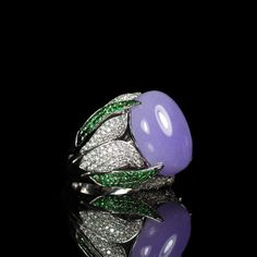 Lavender Jadeite Jade 紫羅蘭翡翠戒指 Simple Diamond Jewelry, Jewelry Cartier, Luxury Diamond Jewelry, Indian Diamond Jewellery