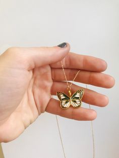 "Large Boho Vintage 18K Gold Filled Butterfly Necklace with Colored Enamel \"Wings to Fly\" Butterflies are a symbol of hope, renewal, and resilience. This is a colorful, large butterfly pendant is perfect for the nature enthusiast or anyone who loves butterflies. \"Wings to Fly\" is the perfect gift for graduations & birthdays. ---Necklace Details--- + 148k Gold Filled Large Butterfly Pendant + Dainty Chain + Colored Enamel + Hand Stamped + Perfect for Gifting & Giving + Choose From Either 16, Multicolor Butterfly Charm Necklaces, Multicolor Butterfly Charm Jewelry, Gold Enamel Jewelry With Butterfly Charm, Yellow Enamel Jewelry For Gift, Green Butterfly Charm Pendant Necklace, Multicolor Butterfly Jewelry For Gifts, Green Jewelry With Butterfly Charm For Gift, Green Butterfly Jewelry For Gifts, Green Butterfly Jewelry For Gift