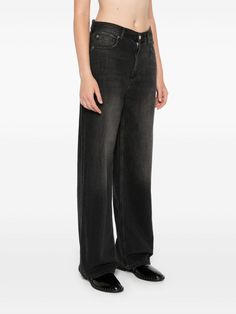 black cotton washed denim whiskering effect at the thighs silver-tone logo plaque mini logo tag high-waisted belt loops front button and zip fastening classic five pockets wide legGender: WomenMaterial: 100% COTTONColor: BlackMade in: TRProduct ID: UF4129 DS048 87427*Import tax/duty will be calculated at checkout (If applicable) Streetwear Washed Black Bottoms With Button Closure, Washed Black Bottoms With Button Closure For Streetwear, Modern Wide Leg Washed Black Jeans, High Waist Washed Black Flare Jeans, Modern Washed Black Wide Leg Jeans, Wide Leg Jeans In Washed Black With Belt Loops, Black High-rise Washed Flare Jeans, Black High Rise Washed Flare Jeans, Trendy Washed Black Straight Bottoms