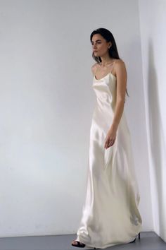 Minimal wedding slip dress Ivory Silk Wedding Dress, Wedding Slip Dress, Silk Dress White, Slip Wedding Dress, Silk Wedding Gown, White Satin Dress, White Silk Dress, White Slip Dress, Silk Wedding Dress