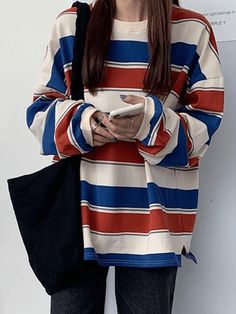 ⚡️Buy Long-Sleeve Striped Sweatshirt Off-White M under $19.00 in Hoodies Online. Style: Casual, Street. Color: Off-White,¬†Red. Fabric Content: Polyester, Cotton. Fit Type: Loose fit. Neckline: Crew Neck. Sleeve Length: Long Sleeve. ✓Free Shipping on all orders over US$69. Striped Pullover, Clothing Pieces, Bodycon Floral Dress, Striped Sweatshirts, Orange Fabric, Grunge Style, Crop Top Blouse, Exclusive Fashion, Womens Size Chart