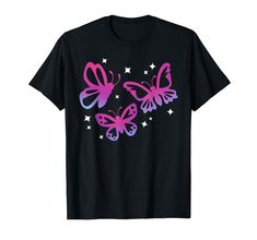 three butterflies flying in the sky with stars t - shirt