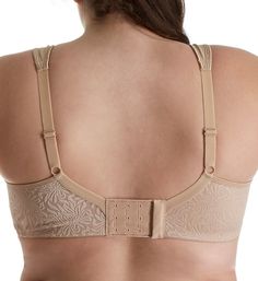 This wireless bra offers smoothing support with seamless styling. Wireless, molded, lined, unpadded cups support and shape the breasts. Seamless cups have side support panels for extra lift and centering. Cool Dri two-ply fabric in the cups keeps you cool and dry. Floral jacquard sides and back are seamless, and smooth any bulges or ripples for a smooth look under clothes. Wide, padded center-pull comfort straps adjust in the back with plastic hardware. Hook count varies by size. See our Size Ch Full Cup Shaping Bra With Medium Bust Support, Supportive Underwire Bra In Beige, Beige Seamless Full Cup Bra, Beige Underwire Bra With Moderate Coverage, Full Coverage Shaping Nursing Bra With Padded Cups, Supportive Full Coverage Bra With Padded Cups, Shaping Full Coverage Nursing Bra With Padded Cups, Beige Seamless Underwire Nursing Bra, Supportive Full Coverage Nursing Bra With Moderate Coverage