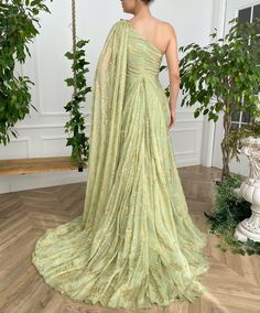 Summer Vine Sash Gown - Teuta Matoshi Summer Vine, Lavender Gown, Teuta Matoshi, Draped Gown, Haute Couture Gowns, Drape Gowns, Fairytale Fashion, Custom Size Dresses, Mothers Dresses