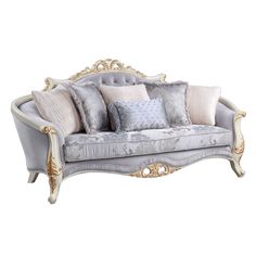 Galelvith Transitional Sofa with 6 Pillows Gray Fabric(#RK073-6) LV00254-ACME