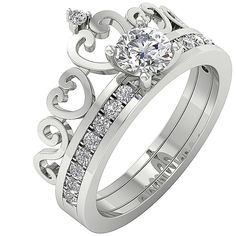 Crown Bridal Anniversary Ring 14K Solid Gold Prong Set SI1 G 1.30 Ct Round Diamond 12.35 MM Crown Queen, Jewelry Manufacturer, Crown Bridal, Diamond Crown, Diamond Engagement Wedding Ring, Bridal Wedding Rings, Bridal Engagement Rings, Set Jewelry, Bridal Ring Sets