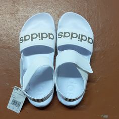 Brand New Sandals With Tag Adidas Synthetic Sport Sandals For Spring, Adidas Sandals With Removable Insole For Summer, Adidas Slip-on Sandals For Summer, Adidas Beach Sport Sandals For Summer, Adidas Sport Sandals For Summer Beach, Adidas Open Toe Sport Sandals For Summer, Adidas Sport Sandals For Beach In Summer, Adidas Open Toe Sport Sandals For Spring, Adidas Cushioned Sandals For Spring