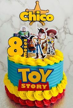 a birthday cake with toy story characters on it