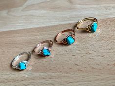 Turquoise Rings/Gemstone Ring/Wire Wrapped | Etsy Gemstone Chips Jewelry, Cat Eye Bracelet, Aura Necklace, Copper Rose Gold, Silver Wrap Ring, Rings Gemstone, Ring Wire, Wire Wrapped Ring, Diffuser Jewelry