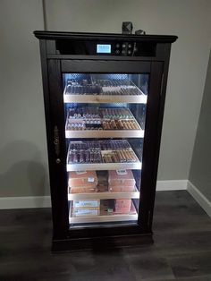 a display case filled with lots of different types of food