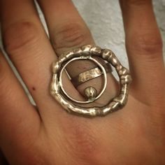 bronze one-of-a-kind size 6.75 Silver Jewelry Design, Small Circle, Moon Ring, Geometric Ring, Circle Ring, Statement Ring Silver, Bronze Pendant, Agate Ring, Silver Moon