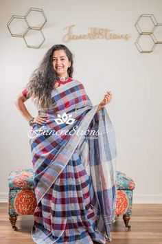 Isn't It Wonderful, Block Color, Linen Saree, Silk Linen, Weave Pattern