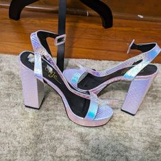 Iridescent Size 9 Chunky Heels. Never Worn. Smoke Free Home. Will Ship Between 2-3 Business Days Unless Notified. Open To Reasonable Offers. Cross Posted. Iridescent Synthetic Heels, Iridescent High Heel Party Heels, Iridescent Heels For Formal Summer Events, Summer Formal Iridescent Heels, Spring Night Out Shimmer Heels, Spring Iridescent Synthetic Heels, Iridescent Open Toe Heels For Party, Iridescent Heels For Summer Party, Iridescent Heels For Summer Evenings