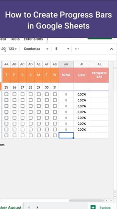 the screen shows how to create progress bars in google sheets, and then click here