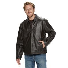 Enhance your look with this Vintage Leather jacket. Put the finishing touch on your cool-weather ensembles with this men's Vintage Leather leather jacket. In black. Midweight insulation for comfort in colder conditions. Zip front Long sleeves 3-pocket FABRIC & CARE Shell: leather Lining: nylon Professional leather cleanÂ  Imported  Color: Brown. Gender: male. Age Group: adult. Pattern: Solid. Leather Biker Jacket For Cold Weather, Classic Leather Jacket With Pockets For Cold Weather, Classic Leather Jacket For Cold Weather, Leather Outerwear With Pockets For Cold Weather, Black Leather Sport Coat With Pockets, Classic Leather Outerwear For Cold Weather, Brown Leather Jacket Men, Men's Outerwear, Vintage Leather Jacket