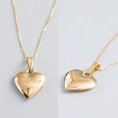 "14K Gold Engrevable Heart Pendant, Personalized Heart Necklace, Dainty Custom Heart Necklace Bridesmaid Gift,Baby Birth or Christmas Gift A sweet reminder of your love ❤ Two Sided Engrevable heart necklace. Personalized Heart Necklace, Initial Necklace, Kids Initials, Custom Mothers Gift, Dainty Heart Choker, Flower Girl Gift, Gift for Her D E T A I L S Material: * 100% 14K(585) Real Gold (no gold-filled or no gold plated material) Karat: 14k (585) Heart Width: 15 mm Heart Height: 16 mm Default Heart Charm Necklace For Valentine's Day Wedding Gift, Valentine's Day Heart Charm Necklace For Wedding Gift, Valentine's Day Wedding Gift Heart Charm Necklace, Heart Pendant Necklace For Wedding Gift, Gold Heart Pendant Necklace As Wedding Gift, Personalized Heart Necklace For Wedding Gift, Gold Heart Necklace For Wedding Gift, Valentine's Day Heart Charm Necklace Keepsake, Valentine's Day Keepsake Heart Charm Necklaces