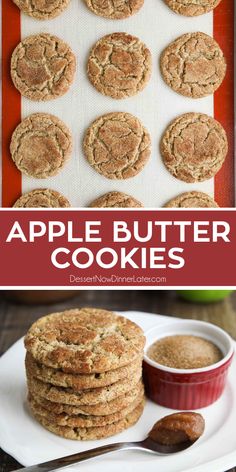 apple butter cookies are stacked on top of each other and ready to be baked in the oven