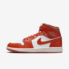 The Air Jordan 1 Mid brings full-court style and premium comfort to an iconic look. Its Air-Sole unit cushions play on the hardwood, while the padded collar gives you a supportive feel. Air Jordan 1 Mid Women, Mid Shoes, Air Jordan 1 Mid, Women Lifestyle, Jordan 1 Mid, Air Jordan 1, Jordan Shoes, Jordan 1, Cute Shoes