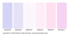 the color chart for pink and purple is shown