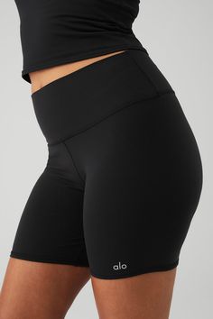 The biker is back and it’s better than ever. Meet the new ultimate short for practice and pavement: the 5” High-Waist Biker Short, made in our signature lifting, sculpting Airbrush fabric, with a high waist, moisture-wicking technology and 4-way stretch that moves with you. Equal parts forward and functional in a new sport-ready 5” inseam. Pair with a statement Alo bra tank or tee. Sculpts, lifts & smooths On-trend high waist & 5” inseam Designed & uniquely fit to flatter every size Wear-tested Gray Accessories, Gym Fits, Bra Tank, Bra Dress, Biker Short, Fabric Sale, Back Women, Short Leggings, Kendall + Kylie