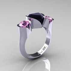 Nature Classic 10K White Gold 2.0 Ct Heart Black by artmasters, $899.00 Art Masters Jewelry, Pink Diamonds Engagement, Pink Diamond Engagement Ring, Floral Engagement Ring, Black Gold Jewelry, Pink Diamond, Ring Wedding