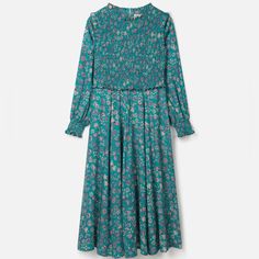 This Item Is Brand New With Tags! It Is A High Quality And Sustainably Made Dress. Uk Size 10 Us Size 6! Beautiful Teal Color. Length: 49 Inches Chest: 33 Inches Sleeve: 26 Inches Waist: 30 Inches Hip: 42 Inches Modest Blue Floral Print Dress, Modest Blue Floral Print Midi Dress, Modest Blue Midi Dress With Floral Print, Blue Floral Long Sleeve Flowy Dress, Blue Fitted Floral Dress With Long Sleeves, Modest Knee-length Blue Dress, Fitted Blue Floral Long Sleeve Dress, Blue Fitted Long Sleeve Floral Dress, Modest Fitted Blue Dress