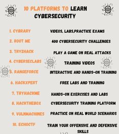 Looking to learn cybersecurity? Check out these top 10 platforms for videos, labs, practice exams, challenges, and more! #cybersecurity #training Cybersecurity Notes, Cybersecurity Projects, Cybersecurity Consultant, Cybersecurity Aesthetic, Networking Infographic