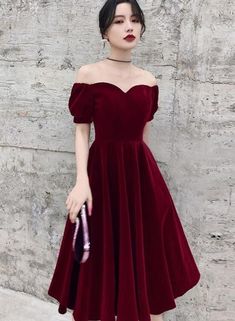 Off Shoulder Prom Dresses, Vestidos Color Vino, Dresses Off Shoulder, Velvet Evening Dress, Velvet Sleeve, Custom Bridesmaid Dress, Sweetheart Prom Dress, Dresses Bridesmaid, Black Prom Dresses