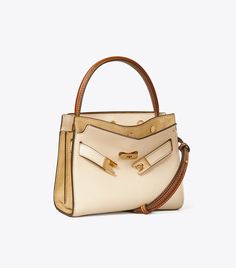 Petite Lee Radziwill Double Bag: Women's Designer Crossbody Bags | Tory Burch Cream Bags With Cc Turnlock Closure, Cream Workwear Bags With Leather Trim, Cream Bags With Leather Trim For Work, Cream Leather Trim Bag For Work, Formal Cream Bag With Turn-lock Closure, Beige Shoulder Bag With Turn-lock Closure For Work, Beige Workwear Bag With Magnetic Closure, Timeless Cream Bags With Turn-lock Closure, Timeless Cream Bag With Turn-lock Closure