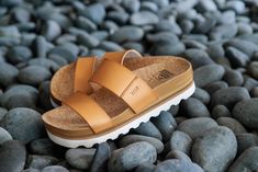 Women's Cushion Vista Hi Slides in Natural | REEF® Casual Synthetic Footbed Sandals With Textured Sole, Brown Casual Footbed Sandals With Textured Sole, Casual Brown Footbed Sandals With Textured Sole, Spring Outdoor Sandals With Textured Sole, Spring Casual Footbed Sandals For Everyday, Casual Everyday Footbed Sandals For Spring, Casual Everyday Slides With Round Toe, Casual Footbed Sandals With Rubber Sole, Casual Slides With Cushioned Footbed