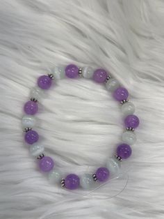 8MM Lavender Amethyst and Selenite Bracelet. Fits 7.75"- 8" wrist Selenite Bracelet, Making Charms, Lavender Amethyst, Money Making Hacks, Crystal Beads Bracelet, Kawaii Aesthetic, Jewelry Making Charms, Money Making, Beaded Bracelet