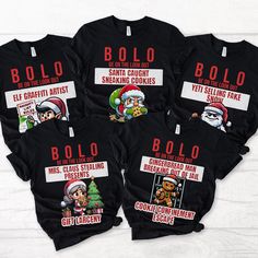 🎄 Celebrate the Holidays with a Twist! 🎄 Bring a dose of holiday humor to your family gatherings with our North Pole Correctional family matching Christmas shirts! Each shirt features a different "crime" committed by your favorite Christmas characters, making them the perfect conversation starters for any festive occasion. Whether you're the "Gingerbread Jailbreaker" escaping from the cookie cutter, the "Reindeer Games Ringleader" caught red-nosed in a sleigh race, or the "Candy Cane Crook" sw Funny Black Christmas T-shirt, Funny Graphic Print T-shirt For Holidays, Funny Christmas Pre-shrunk Tops, Funny Christmas T-shirt With Funny Print, Novelty Christmas T-shirt With Graphic Print, Christmas Novelty T-shirt With Graphic Print, Christmas T-shirt With Funny Print, Christmas Novelty Crew Neck T-shirt, Funny Christmas Print Tops