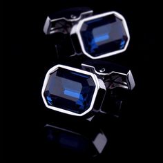 Large Blue Crystal Cufflinks - SOPHGENT Mens Luxury Accessories, Blue Sapphire Crystal, Crystal Centerpieces, Cufflink Set, Cufflinks Men, Good Looking Men, Wedding Groom, Shirt Fashion, Cuff Links