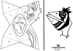 two drawings with different shapes and sizes, one has an image of a bird on it